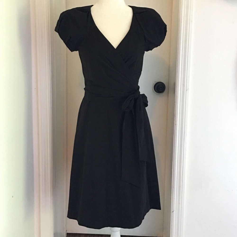 DVF Diane von Furstenberg Peyton black cocktail wrap dress 6